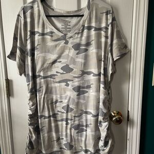 Gray Camouflage V-Neck Maternity Tee